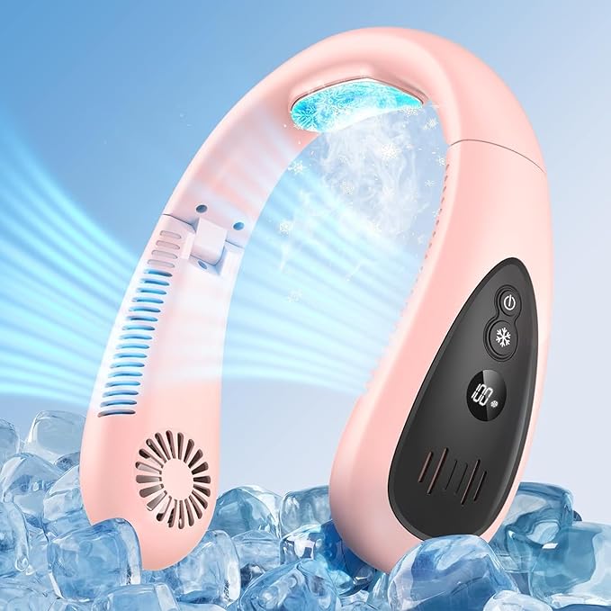 GAITIR Neck Air Conditioner, Portable Neck Fan with Cooling Plate 360°Cooling Airflow, 5000mah Rechargeable USB Fan Hands Free Bladeless Wearable Foldable Mini Fan for Men Women Home Office Outdoor
