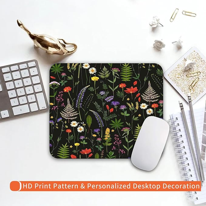 Armanza Square Mouse Pad Flowers,Personalized Premium-Textured Custom Mouse Mat Design,Washable Mousepad Cloth,Non-Slip Rubber Base Computer Mouse Pads for Wireless Mouse