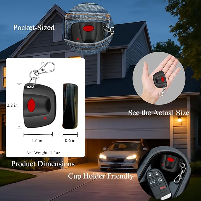 2-Pack 300MHz 10 dip Switch for Multicode Garage Gate Door Opener Remote Control, Replacement for 3089,3070,3060,308911,MCS308911,MCS306010,MCS3070 Gate Clicker with Keychain.