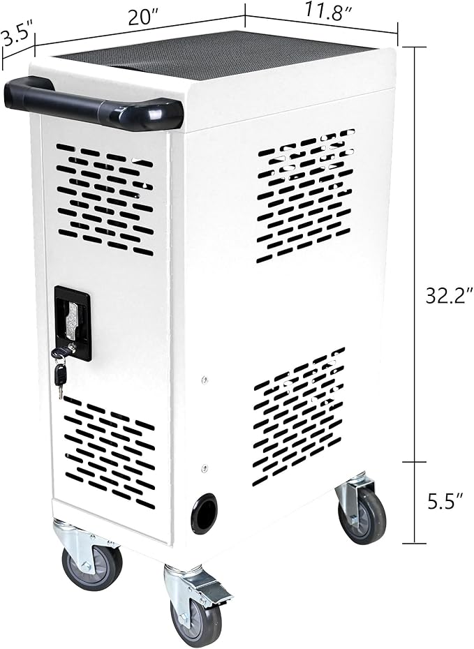 16 Device Mobile Charging Station for Laptops/Tablets/iPads/Chromebooks,16 Bay Lockable Charging Cabinet with Cable Management & Power Strip Included, Laptop & Tablet Storage Carts,Easy Assembly