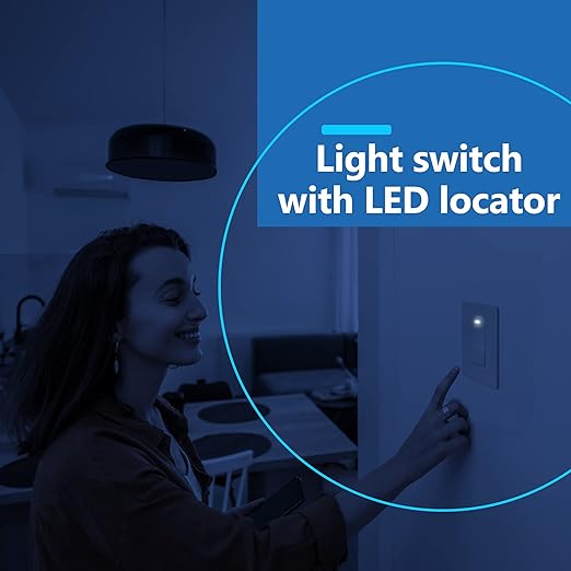 LIDER Minimalist Design Matte Finish Lighted Decorator Switch, Frameless Paddle Light Switch with Locator Light, Grounding Screw, 15A 125V, UL Listed, LS15-1P-LA, Light Almond