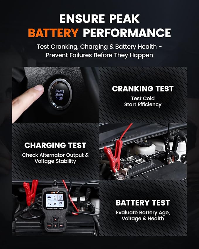 ANCEL AD310 Pro 2-in-1 OBD2 Scanner & Car Battery Tester, Diagnostic Tool with Bluetooth APP for iPhone & Android, Performance Test, Trip Analysis, Engine Health Self Check for All 1996+ Vehicles