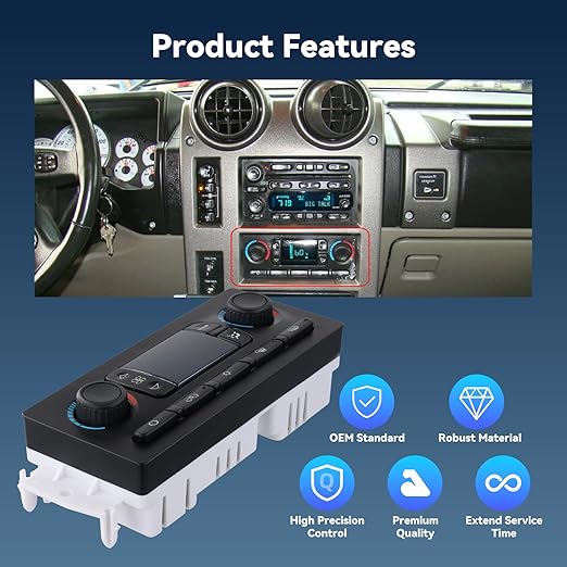 599-211XD A/C Heater Climate Control Module Panel Switch for 02-09 Chevy Silverado Suburban Tahoe Trailblazer Avalanche GMC Sierra Yukon Envoy Cadillac Escalade Rainier Hummer Bravada, OE# 10367041