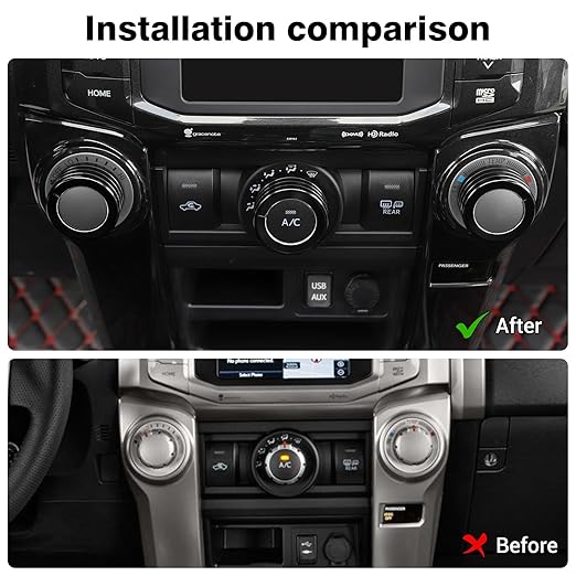 JeCar Air Conditioner Button Trim Cover Aluminum Alloy Knob Cover Fit for Toyota 4Runner 2010-2023, Black