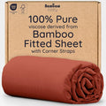 Bambaw 100% Viscose Derived from Bamboo Fitted Sheets King Size, Cooling Fitted Sheets King Size, 16’’ Deep Pocket, Breathable Bottom Sheet Only (Terracotta)