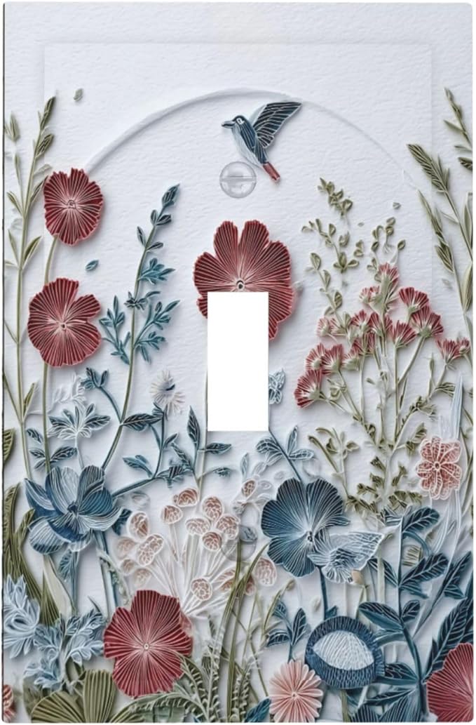 Bvtewkhz Wildflowers Flowers Floral Plants 1 Gang Single Toggle Wall Plate Cover Decorative Light Switch Covers Electrical Faceplate Switch Plates for Bathroom Kitchen Home