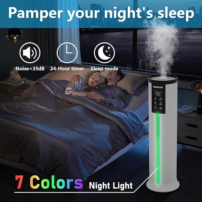 SAYDSI Humidifier, 3.4Gal(13L) Smart Humidifier for Bedroom Home,2000 sq.ft Cool Mist Humidifiers for Home Plants and Office Basement Whole House Large Room with Remote Control Timer and Water Tank