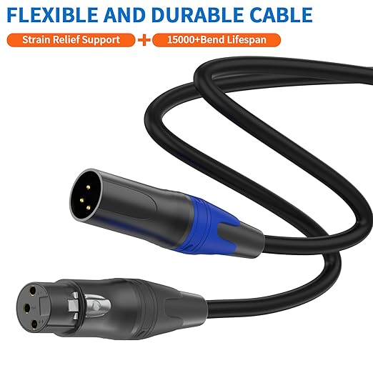 LanSenSu XLR Female to 2 XLR Male Patch Y Cable, Balanced Microphone Splitter Cord, Audio Adaptor, 11.8 Inches (2Pack)