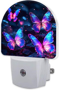 sndheke Glowing Purple Butterflies Night Light Plug into Wall, Neon Butterfly Dusk to Dawn Night Light Plug in,0.5w Energy Saving Sleep Friendly NightLight for Kids Boys Girls Home Decor