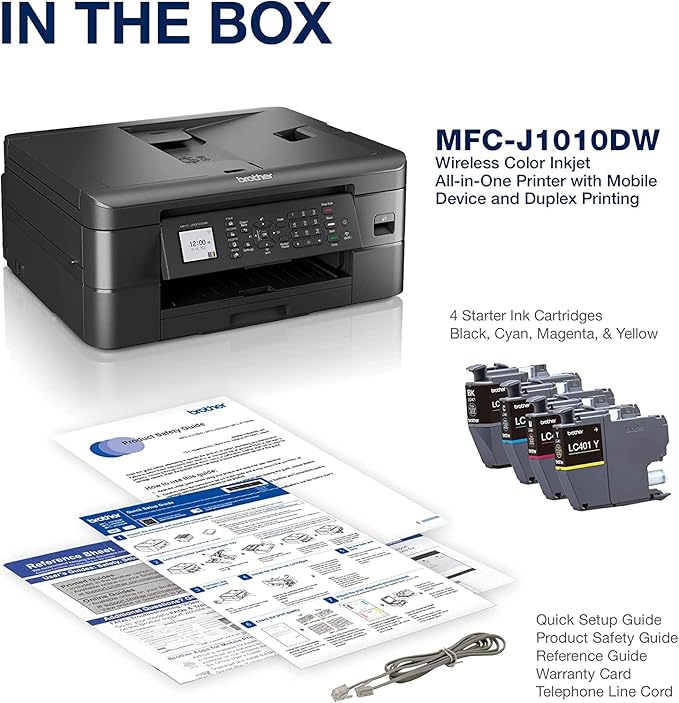 Brother MFC-J1010DW Wireless Color Inkjet All-in-One Printer with Mobile Device and Duplex Printing, Refresh Subscription and Amazon Dash Replenishment Ready (Renewed Premium)