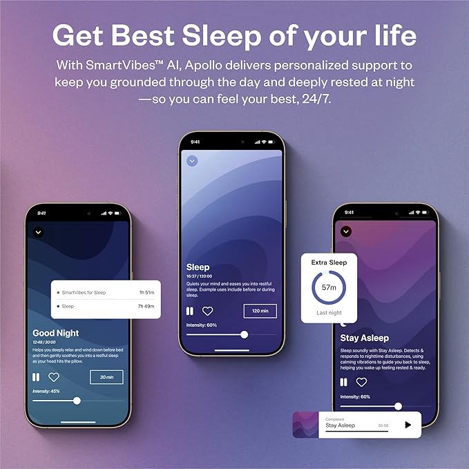 Apollo Neuro Wearable & 12-Month SmartVibes AI Membership – Sleep Aid & Stress Relief Device | Fall Asleep Faster, Sleep Longer & Deeper | Boost Focus, Relaxation & Calm (Twilight)