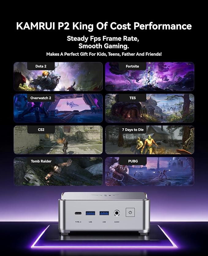 KAMRUI Pinova P2 Mini PC, Core i5-12600H (12C/16T, 4.5GHz), 16GB DDR4 512GB NVMe SSD Mini Computers, 18MB Smart Cache, 4K Triple Display(DP+HDMI+USB-C)/WiFi6/BT5.2 Micro PC for Home/Office/Business