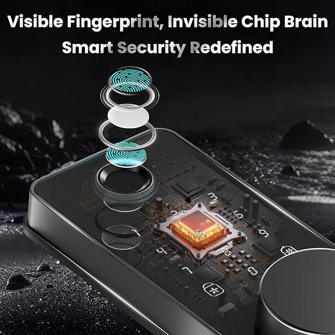 Keyless Entry Door Lock, Fingerprint Door Lock, Smart Door Lock with Keypad, Auto & One Touch Lock | Smart Locks for Front Door | Easy Installation | IP54 Waterproof | App Control | 12-Month Battery