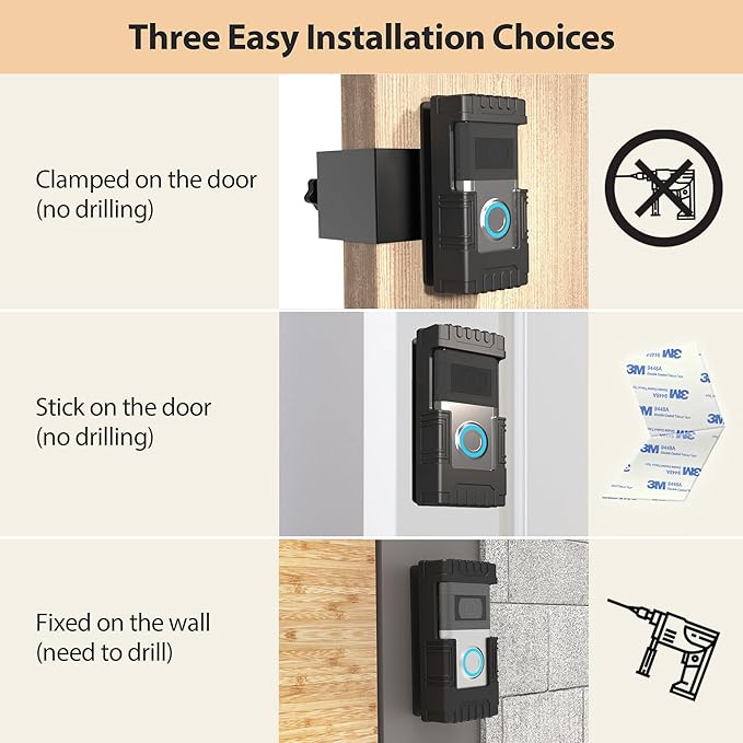 Heart of Tafiti Anti-Theft Video Doorbell Mount, Compatible with Ring Doorbell 1/2/3/3Plus/4/2020/2023/Blink 2021, Adjustable No-Drill Mounting Bracket Wedge Adapter Holder Accessories