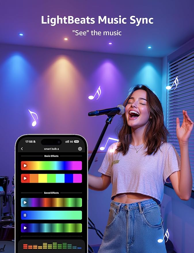 Lepro BG1 AI GU10 Smart Bulb - RGBCW Dimmable Color Changing LED Bulbs Works with Alexa & Google Assistant, Personalized Al Lighting Designer, Voice Control via App, Music Sync, 2.4G WiFi Only, 4 Pack