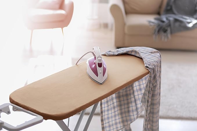 Encasa XO Ironing Board Cover and Pad 54"x15" - 4mm Felt Large Iron Board Cover with Padding - Heat Resistant, Stain-Safe Dye, Non Slip Elastic Bungee Cord Tightening Iron Table Cover Light Beige