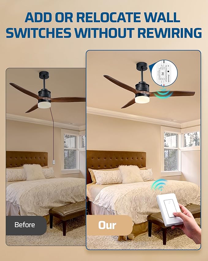 DEWENWILS Wireless Wall Light Switch Kit, No WiFi Needed Remote Control Switch for Small Appliance, Lamps, Lighting Fixture, No in-Wall Wiring, Long RF Range, 3 Pack Switches+1 Receiver