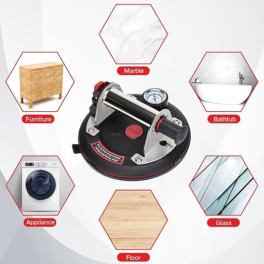 ZANSONG02 Heavy Duty Vacuum Suction Cup Lifter for Glass, Air Conditioner, Washing Machine, Refrigerator with Pressure Gauge(ZANSONG-2-1)