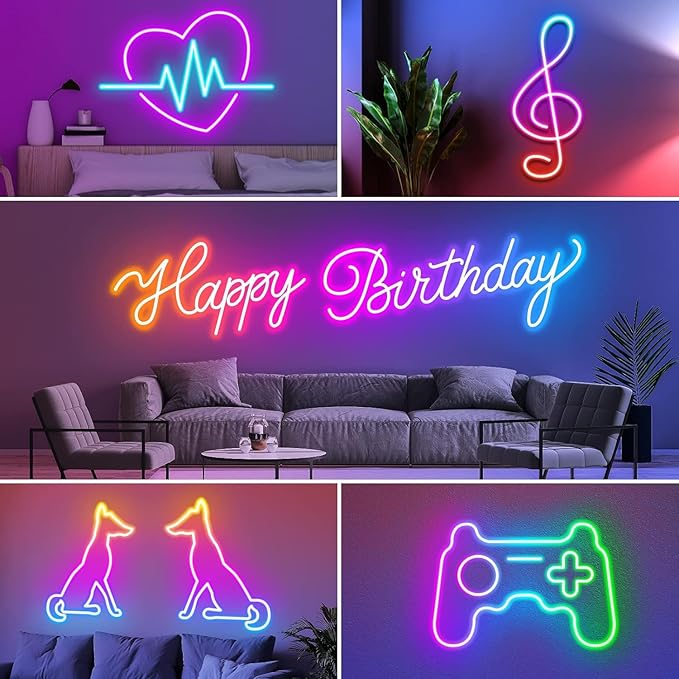 SINLEY Led Neon Rope Lights,Control with App/Remote,Flexible Led Rope Lights,Multiple Modes,IP68 Outdoor RGB Neon Lights Waterproof,Music (50FT)