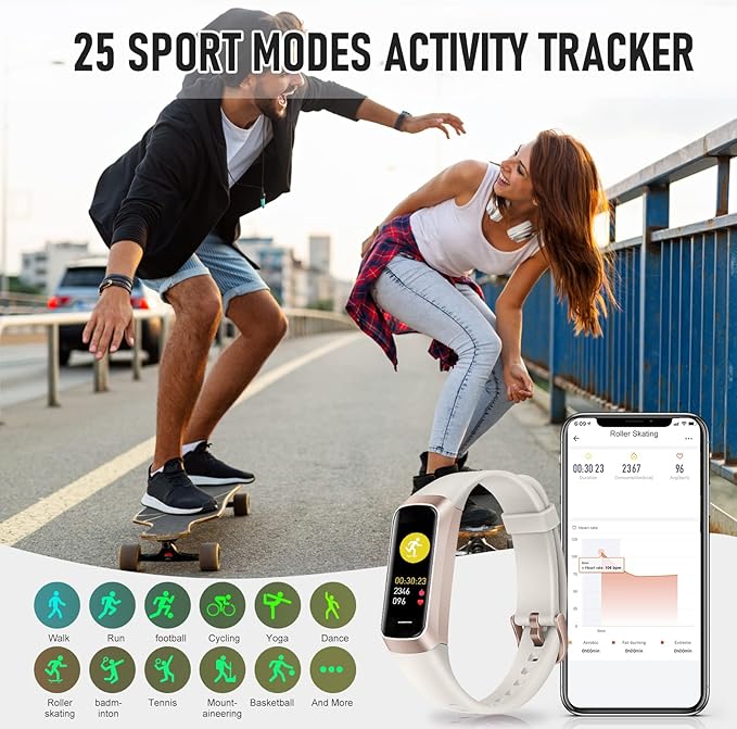 Fitness Tracker with 24/7 Heart Rate Blood Oxygen Sleep Monitor, 1.1" AMOLED Touch Screen Activity Tracker Smart Watches, IP68 Waterproof Step Counter Pedometer for Women Men