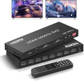 HDMI Matrix Switch 6 in 2 Out, 4K@60Hz HDMI Switch with IR Remote, Optical & 3.5mm Audio Output, 6x2 HDMI Switcher Audio Extractor Support HDMI 2.0, HDCP 2.2, 3D, Auto Downscal for PS5/4, Fire Stick