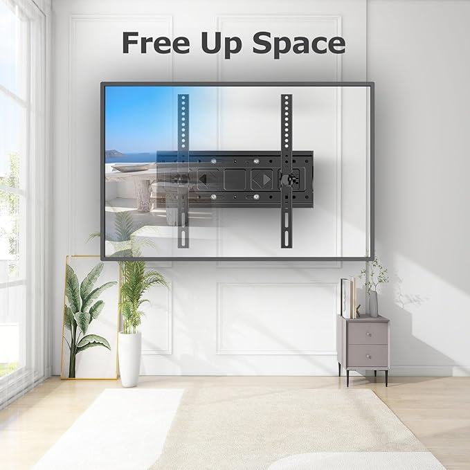 WNJQBY Full Motion TV Wall Mount for Most 26-65 Inch Flat/Curved 4K LED LCD TVs, Rotate Articulating Arms Swivel and Tilt Wall Mount TV Bracket Max VESA 400X400 mm,Fits 12″/16″ Wood Studs