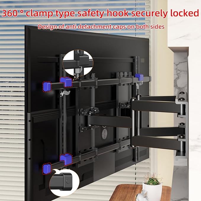 HILLPORT 98 100 TV Wall Mount 70 to 120 inch Heavy Duty Large Screen Full Motion Bracket, with Swivel and Tilt, up to 287 Lbs, Max VESA 1000x600mm, Black, DY1000
