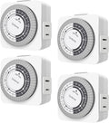 G-Homa Timers for Electrical Outlets 4 Packs,24 Hour Indoor Plug-in Mechanical Timer,30 Minute Intervals, Daily On/Off Cycle,1 Polarized Outlet, for Grow Light,Christmas Lights, Lamps ETL Listed