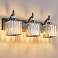 BBLLWJ Modern Bathroom Vanity Light 3-Light Black Crystal Light Fixtures Over Mirror for Bathroom Wall Sconce