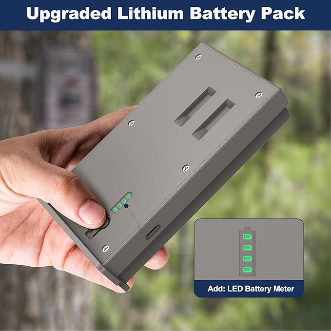 Lesaps 1Pack Rechargeable Reveal Lipo Lithium Battery Pack for Trail Camera Reveal X Gen 3.0, 2.0, X Pro 3.0, Pro, X Ultra 3.0, SK, XB, X - Upgraded LED Meter & Solar Charging
