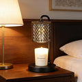Dimmable Candle Warmer Lamp with Timer & Remote Control – Modern Desk Lamp for Bedroom, Home Decor, Gift for Mom or Women, Housewarming Present – Wax Melt Warmer with Crystal Shade