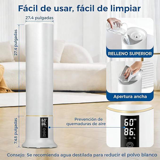 Humidifier Large Room,2.4Gal Cool Mist Humidifiers for Bedroom 9L High Capacity 24dB Quiet Air Humificador fit Removable Water Tank 360° Adjustable, Top Fill & Easy Clean with Remote Control