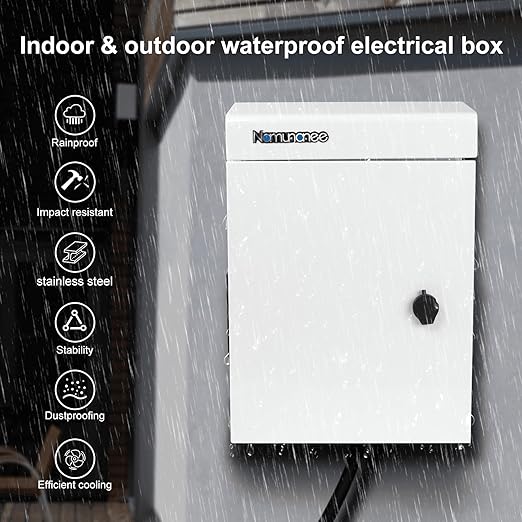 Outdoor Electrical Box, Cold-Rolled Steel Plate, Aluminum Alloy Back Beam, One-Piece Ventilation Design, IP65 Waterproof, Wall/Pole Mounted (17.8" x 13.8" x 8")