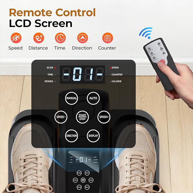 Under Desk Elliptical Machine - Elliptical Leg Exerciser for Seniors, Pedal Exerciser 12 Speeds Portable Seated Pedal Exerciser with Remote Control Home Workout Exercise Equipment