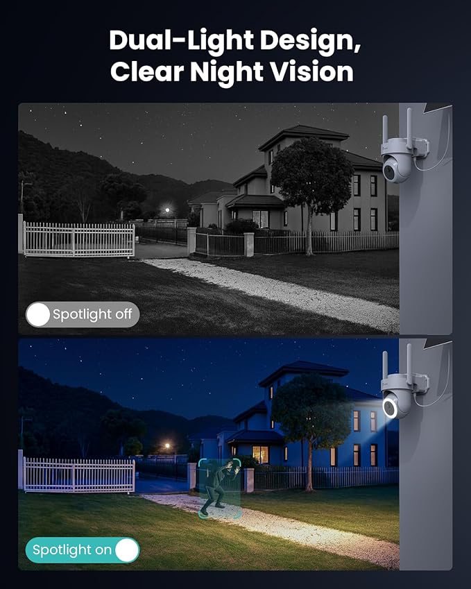 CAMSTRO 4K Security Cameras Wireless Outdoor No Subscription, 360° PTZ Home Security Cameras System, 64G Local Storage Home Hub, Human/Vehicle/Pet Recognition AI, Color Night Vision, 4 Cam-Kit