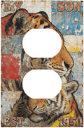 Bvtewkhz Tiger Vintage Duplex Outlet Decorative Outlet Covers Light Switch Plate Electrical Receptacle Switchplate For Bathroom Kitchen Bedroom