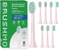 Brushmo Plaque Control Replacement Toothbrush Heads, Compatible with Philips Sonicare Click-on Electric Toothbrush Handles, 8 Standard Replacement Heads, Soft Dupont Bristles, BM928pk, Pink
