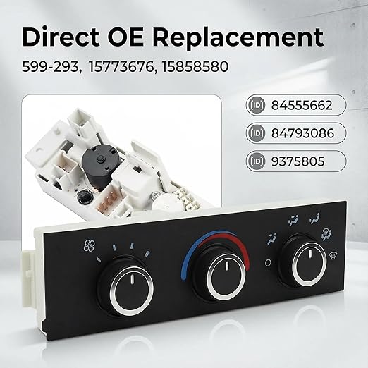 599-293 A/C Control Switch Air Conditioning Climate Control Module, Front Climate Panel for 2001-2014 Chevrolet Express 1500 GMC Savana 1500 2001-2021 Chevrolet Express 2500 3500 GMC Savana 2500 3500