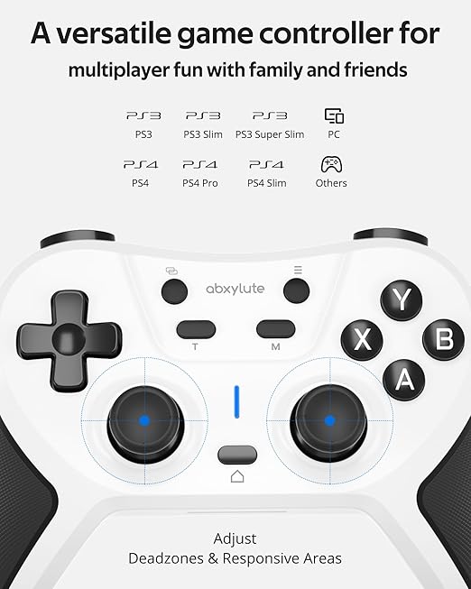 abxylute C5P Wireless Gaming Controller for PC/Switch/iOS/Android/PS3/PS4/Steam/MAC, 2.4 GHz Hall Effect Stick & Trigger Turbo-Remappable Back Buttons Rubberized Grip Console Layout Gamepad Vibration