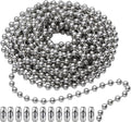 SmoTecQ 10 Feet (120 Inch) Ceiling Fan Pull Chain Extension - Nickel Plated Silver - 3mm Beaded Ball Chain with 12 Connectors - Rust Proof Solid Brass for Light Fixtures & DIY Crafts