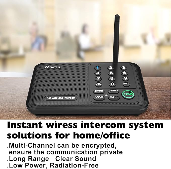 Intercoms Wireless for Home, 5280 Feet Long Range House Intercom System, 10 Channels Intercoms System for Business, Room to Room Intercom System for Elderly, 2 Way Audio Intercom for Office/Classroom