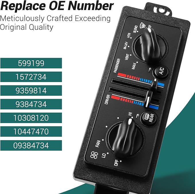 599-199 AC Climate Control Module Compatible with 2000-2005 Buick Century 3.1L/2000-2004 Buick Regal 3.8L Air Temperature Control Panel, A/C Heater Conditioning Switch Unit OEM: 10308120 10447470