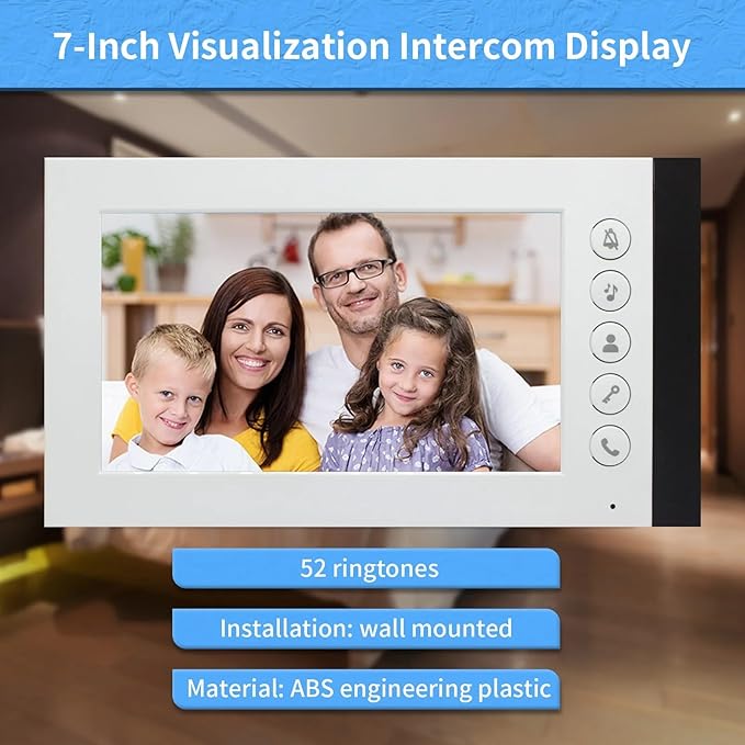 ANJIELO SMART Wired Video Multifamily Apartment Intercom System,2/3/4/6/8/10/12 Units 7 inch Monitor Video Door Phone Kit,Video Doorbell, ID Card Unlock, 2 Way Audio for Home (1 doorbell + 8 Monitor)