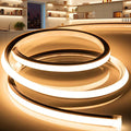 VOEWT LED Strip Lights Warm White 3000K,16.4ft 110-120V Neon Rope Lights,Flexible Silicone Outdoor Waterproof Neon Strip Lights for Bedroom,Mirror,Kitchen Cabinet, Living Room,Halloween Decor