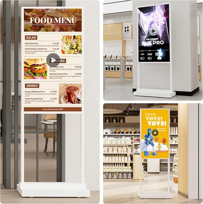 Canlarriz Digital Signage Kiosk 32 inch Digital Menu Board for Restaurants and Stores Advertising Screen FHD 700 nits Ultra-High Brightness Poster Display Free Web Content Editor Android 2GB+32GB