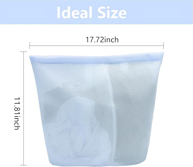 Guozcaray 2 Pcs laundry bag with handles mesh laundry bags washing machine laundry totes travel storage and sorting bag for Clothes laundry bag for delicates(Blue2N)