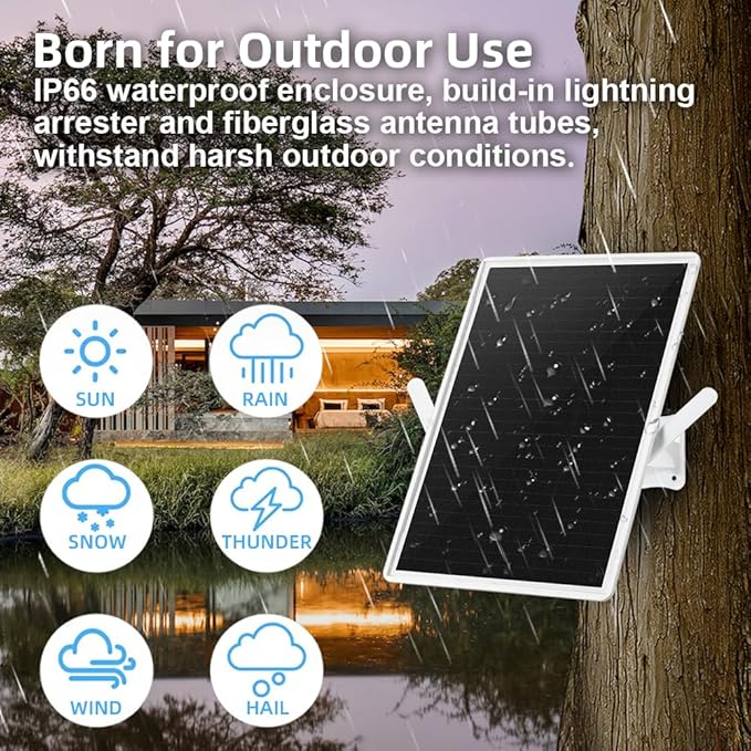 WiFi Extender Signal Booster Solar Battery Outdoor,Long Range up to 300-feet,Internet 2.4G WiFi Extender Booster,Wireless Signal Booster WiFi Repeater 300Mbps,Applicable to 2.4G Router (33 * 25CM)