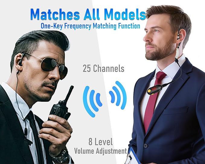 ELIDAIP T-M9 Super Mini Walkie Talkies with Earpieces Small Portable FM Transceiver Mini Two Way Radios for Security, Restaurant, Workplace,Out Door Sport,Supermarket,Hospital,Tourism Black 2-Pack
