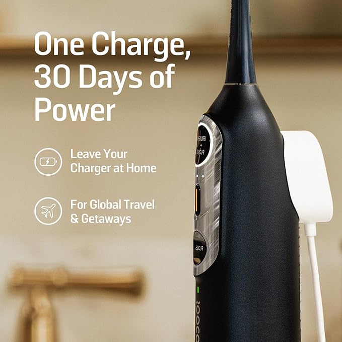 Soocas NEOS II Ultra – Electric Toothbrush with Water Flosser Combo, 3-in-1: Flosses, Vibrates and Oscillates, Flossing Toothbrush for Adults, Cordless Water Flosser for Travel, Midnight Blue