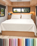 RV Short Queen Sheet Set 60 X 75 - 4 Piece RV Short Queen Bed Sheets - Soft, Breathable & Cooling - Designed for Bunks, Trailers & Campers - Fits 8” to 12" Mattress - Luxury Bedding - Antique White